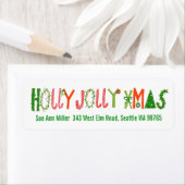 HOLLY JOLLY XMAS Holiday Christmas CUSTOM address Etiket (Insitu)
