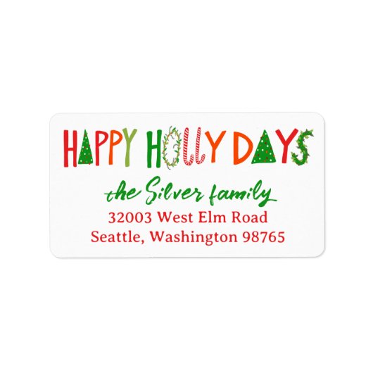 HOLLY JOLLY XMAS Holiday Christmas CUSTOM address Etiket (Voorkant)