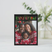 HOLLY JOLLY XMAS Holiday Christmas CUSTOM Photo Briefkaart (Staand voorkant)