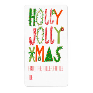 HOLLY JOLLY XMAS Holiday Kerstmis CUSTOM Etiket