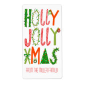 HOLLY JOLLY XMAS Holiday Kerstmis CUSTOM Etiket (Voorkant)