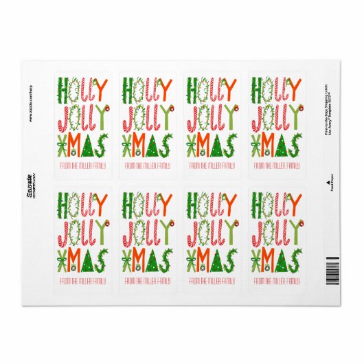 HOLLY JOLLY XMAS Holiday Kerstmis CUSTOM Etiket (Full Sheet)