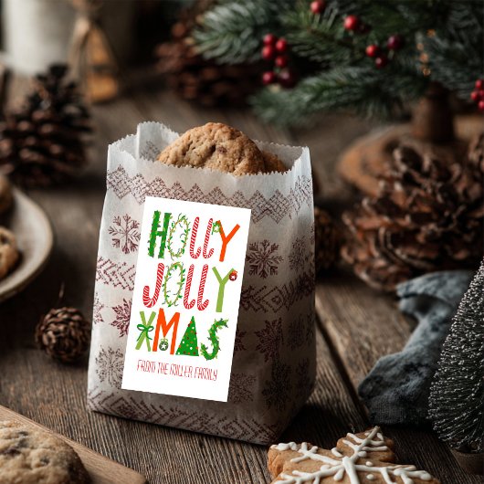 HOLLY JOLLY XMAS Holiday Kerstmis CUSTOM Etiket