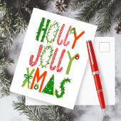 HOLLY JOLLY XMAS Lettering Vakantie Kerstmis Briefkaart