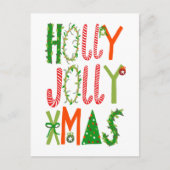 HOLLY JOLLY XMAS Lettering Vakantie Kerstmis Briefkaart (Voorkant)