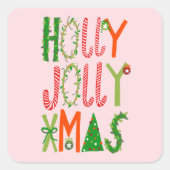 HOLLY JOLLY XMAS Sweet Feestdagen Kerstmis Vierkante Sticker (Voorkant)
