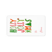 HOLLY JOLLY XMAS Sweet Holiday Kerstmis Etiket (Voorkant)