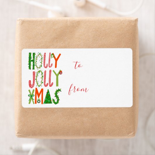 HOLLY JOLLY XMAS Sweet Holiday Kerstmis Etiket (Insitu)