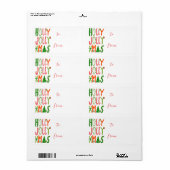HOLLY JOLLY XMAS Sweet Holiday Kerstmis Etiket (Full Sheet)