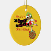 Holly Jolly zwarte Afro-Amerikaanse kerstelf Keramisch Ornament (Rechts)