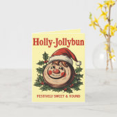 Holly-Jollybun – Grappige Kerst Kaneelrol Grappenm Kaart (Gele Bloem)