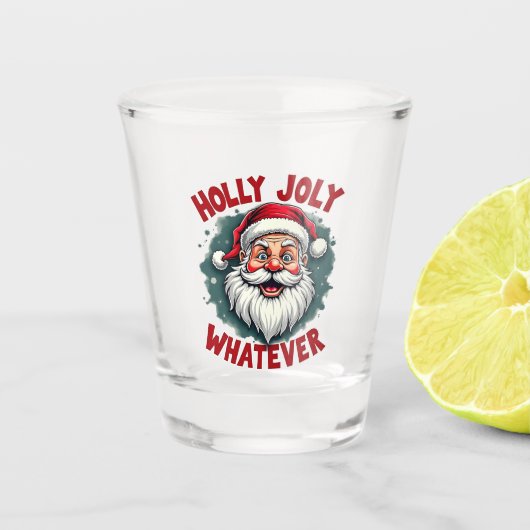 Holly Joly Wat voor Grappige Kerstman Kerstmis Shot Glas (Voorkant)