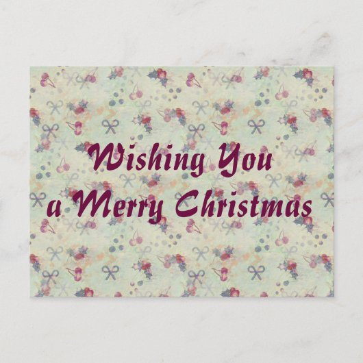 Holly, Kersen en Bogen Kerst briefkaart (Voorkant)