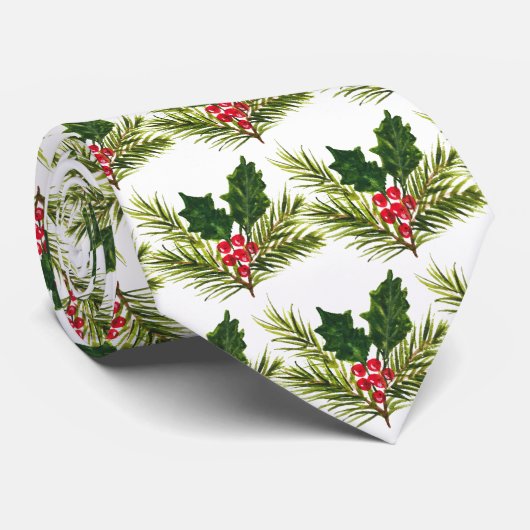  Holly Kerst  Guns Rood Feestelijk Stropdas (Opgerold)