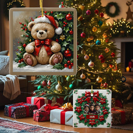 Holly Kerstbeer Aanpasbaar Keramisch Ornament