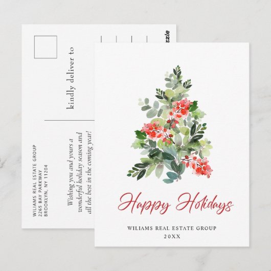 Holly kerstboom Corporate Greeting Holiday Briefkaart (Voorkant / Achterkant)