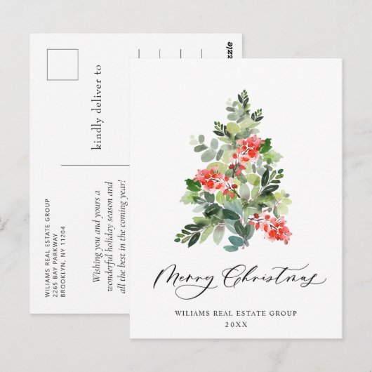 Holly kerstboom Corporate Greeting Holiday Briefkaart (Voorkant / Achterkant)