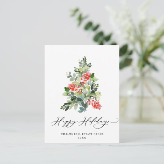 Holly kerstboom Corporate Greeting Holiday Briefkaart (Staand voorkant)