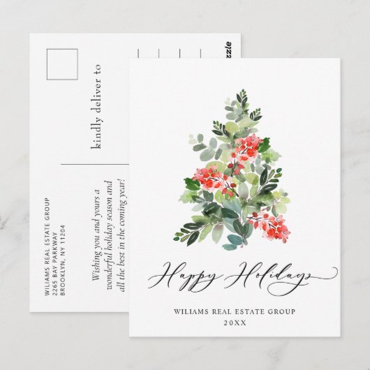 Holly kerstboom Corporate Greeting Holiday Briefkaart (Voorkant / Achterkant)