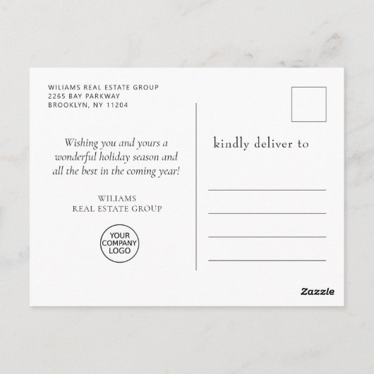 Holly kerstboom Corporate Greeting Holiday Briefkaart (Achterkant)