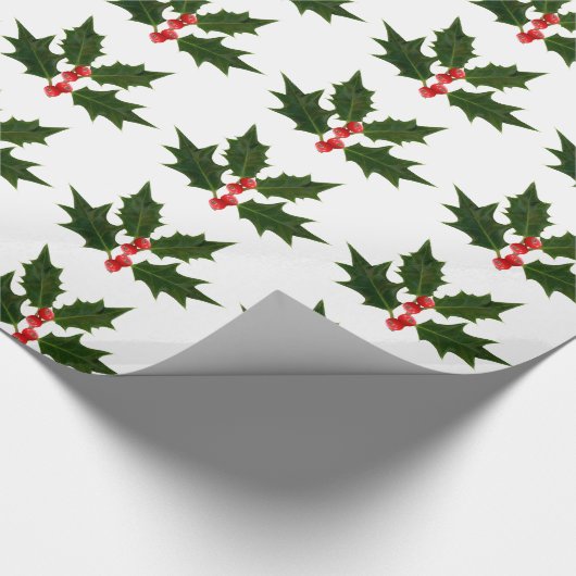 Holly kerstcadeaupapier cadeaupapier (Hoek)