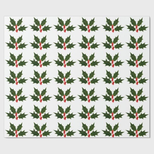 Holly kerstcadeaupapier cadeaupapier (Vlak)