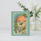  Holly, kerstcellen en sneeuwscène Briefkaart (Staand voorkant)