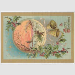  Holly, kerstcellen en sneeuwscène Tissuepapier