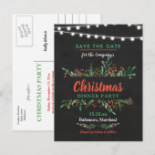 Holly  | Kerstdiner | Vrijdag Aankondigingskaart (Voorkant / Achterkant)