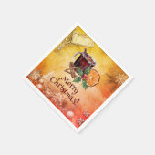 Holly Kerstfeest Oranje kannamon Greeting Servet (Hoek)