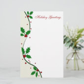 Holly kerstfeestartikelen briefpapier (Staand voorkant)