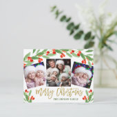 Holly Kerstfeestdag 4 PHOTO Greeting Briefkaart (Staand voorkant)