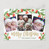 Holly Kerstfeestdag 4 PHOTO Greeting Briefkaart (Voorkant)