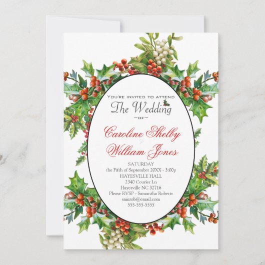 Holly Kerstfeestdag Branch Berry Kaart (Voorkant)