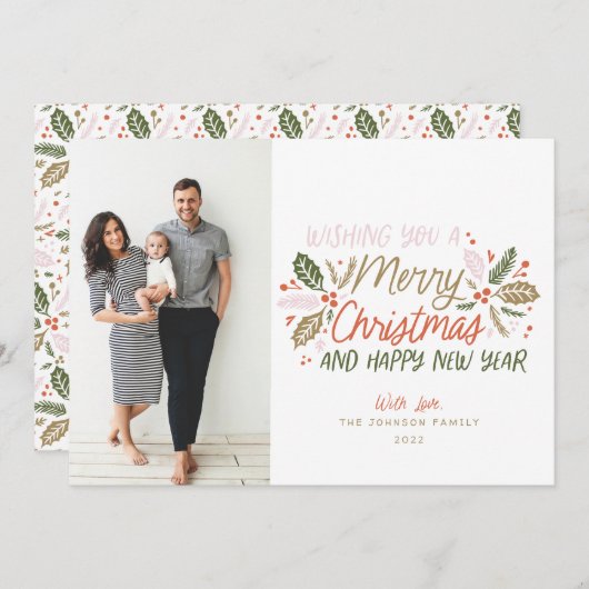 Holly-kerstfoto Feestdagenkaart (Voorkant / Achterkant)