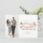 Holly-kerstfoto Feestdagenkaart (Staand voorkant)