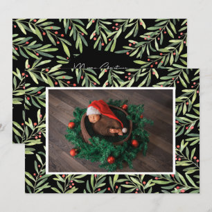 Holly Kerstfoto Feestdagenkaart