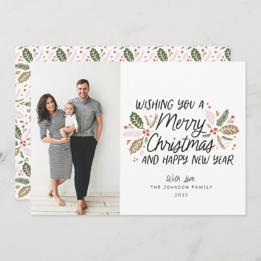 Holly-kerstfoto Feestdagenkaart (Voorkant / Achterkant)