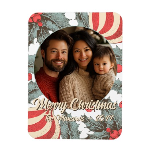  Holly kerstfoto Magneet (Verticaal)