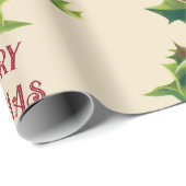 Holly kerstgroet Cadeaupapier (Rol Hoek)