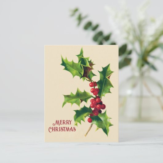 Holly kerstgroet Feestdagenkaart (Staand voorkant)