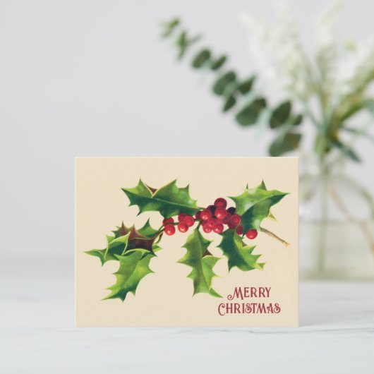  Holly kerstgroet Feestdagenkaart (Staand voorkant)