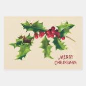  Holly kerstgroet Inpakpapier Vel (Voorkant 2)