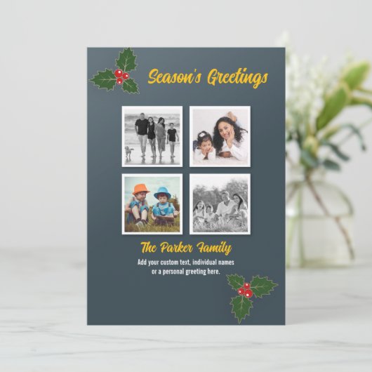 Holly kerstKaart (Staand voorkant)