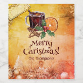 Holly Kerstkaas Oranje kannamon Greeting Wijn Etiket (Enkel label)