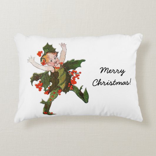 Holly Kerstklep kind Cute Funny Floral Accent Kussen (Voorkant)