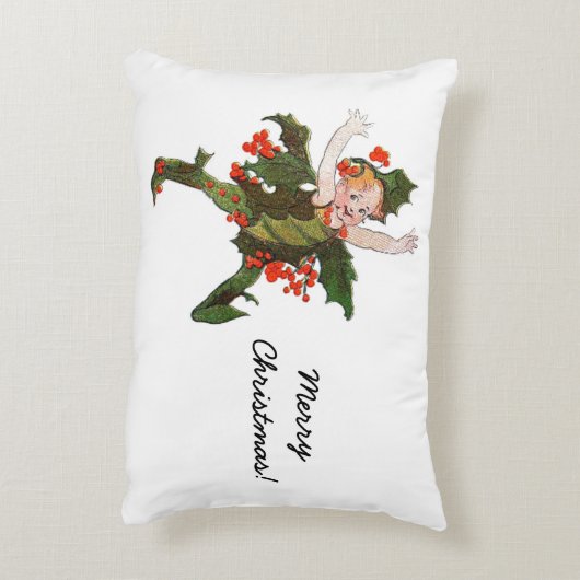 Holly Kerstklep kind Cute Funny Floral Accent Kussen (Achterkant (Verticaal))
