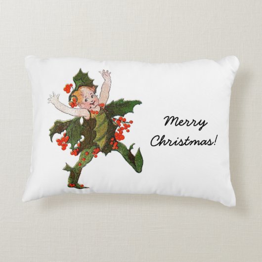 Holly Kerstklep kind Cute Funny Floral Accent Kussen (Achterkant)