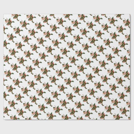 Holly Kerstklep kind Cute Funny Floral Cadeaupapier (Vlak)