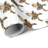 Holly Kerstklep kind Cute Funny Floral Cadeaupapier (Rol Hoek)